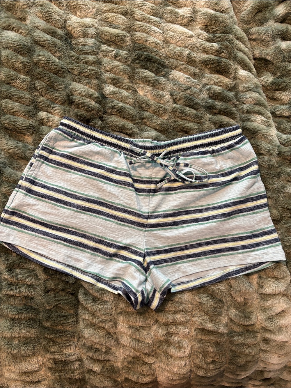 American Eagle Outfitters Striped Athletic Shorts in White, Navy & Green